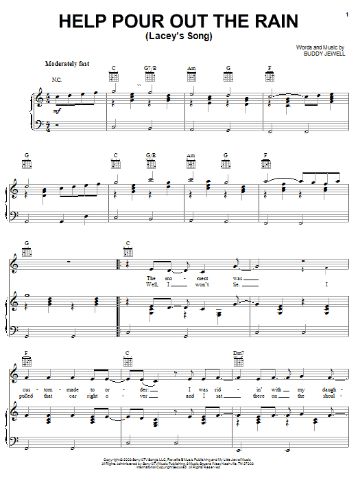 Buddy Jewell Help Pour Out The Rain (Lacey's Song) sheet music notes and chords arranged for Piano, Vocal & Guitar Chords (Right-Hand Melody)