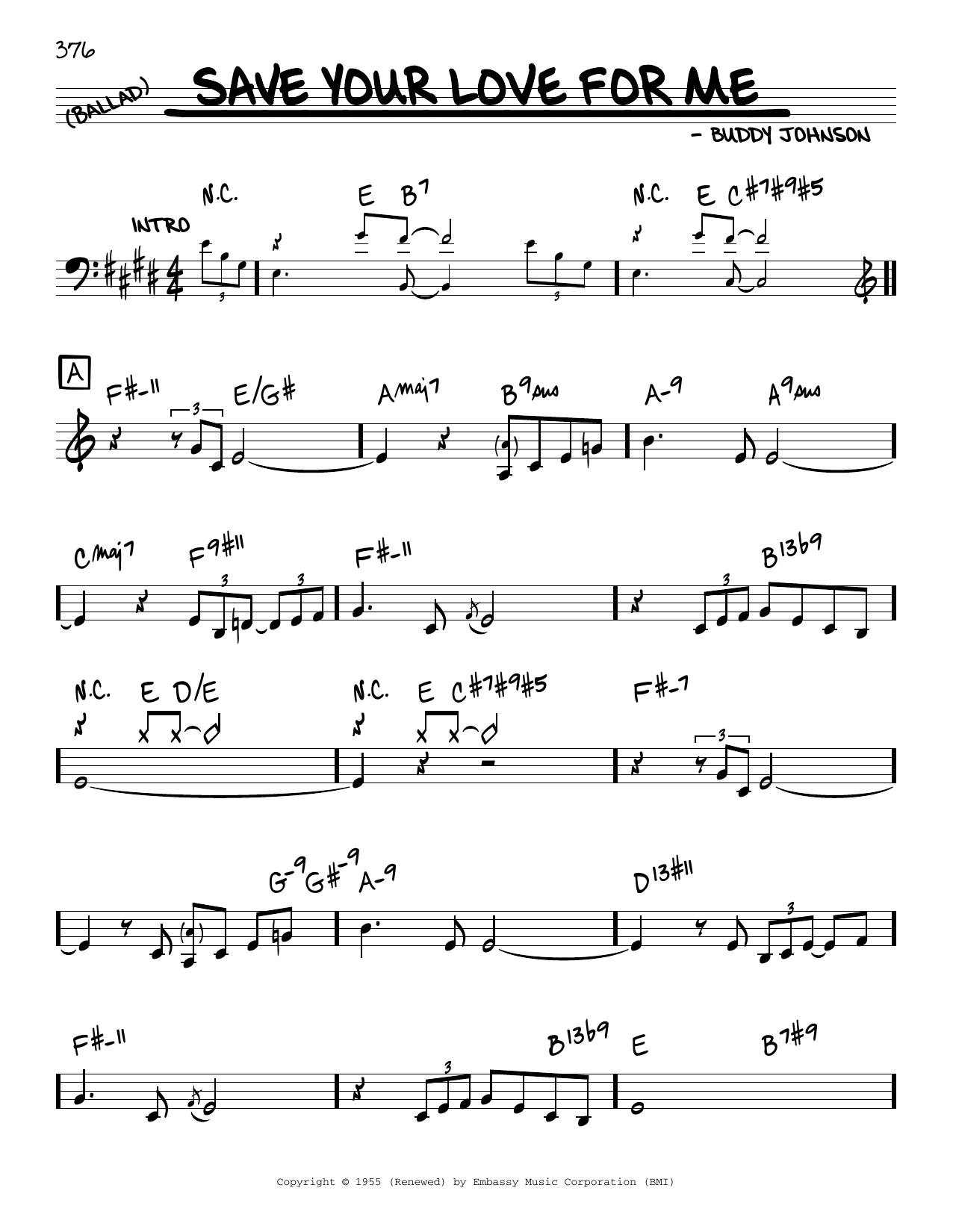 Buddy Johnson Save Your Love For Me sheet music notes and chords arranged for Real Book – Melody & Chords