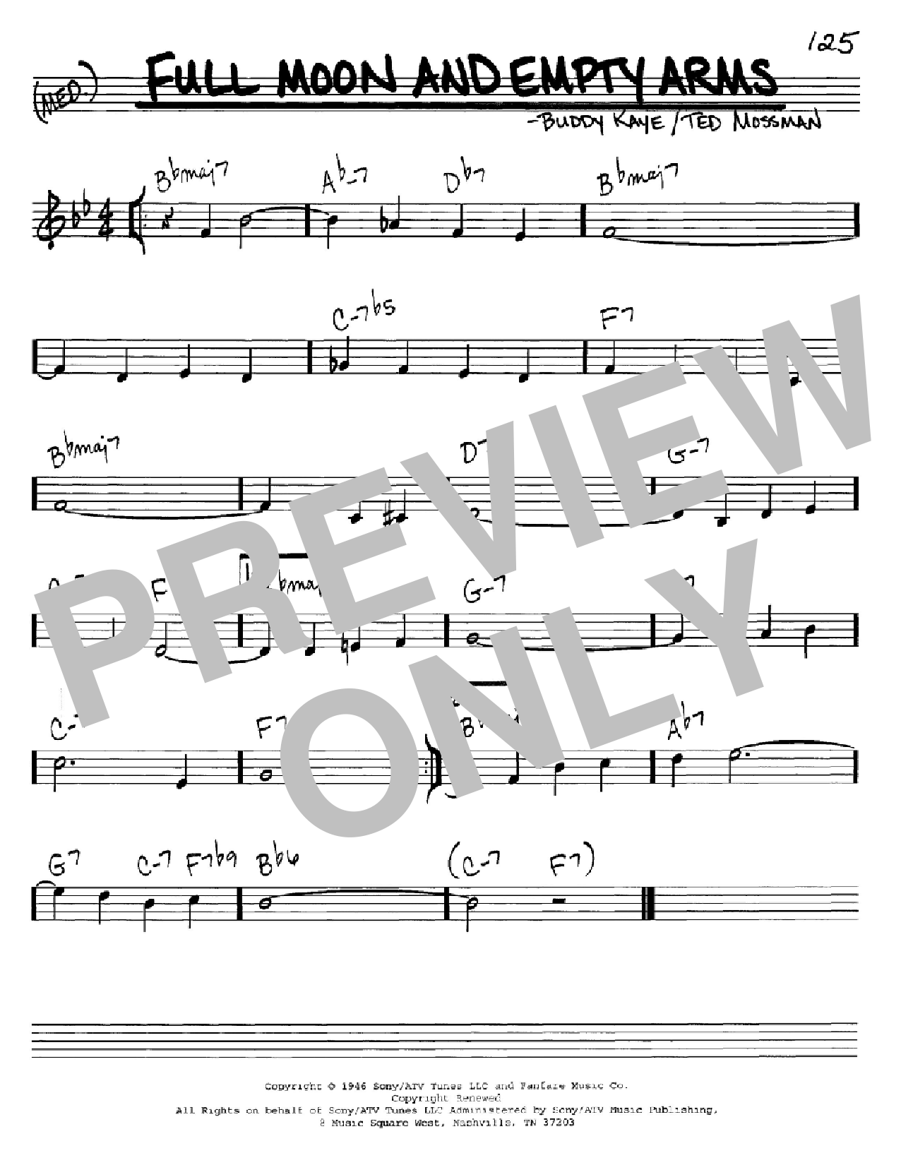 Buddy Kaye Full Moon And Empty Arms sheet music notes and chords arranged for Real Book – Melody & Chords – C Instruments