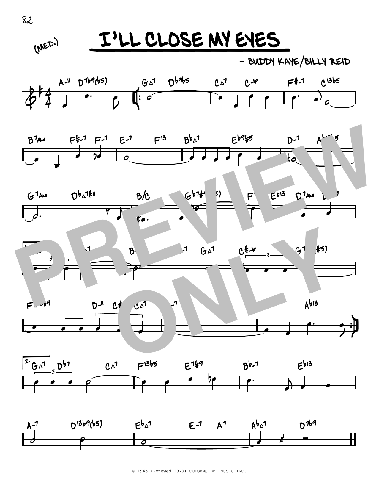 Buddy Kaye I'll Close My Eyes (arr. David Hazeltine) sheet music notes and chords arranged for Real Book – Enhanced Chords