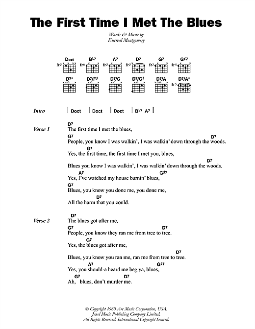 Buddy Guy The First Time I Met The Blues sheet music notes and chords arranged for Guitar Chords/Lyrics