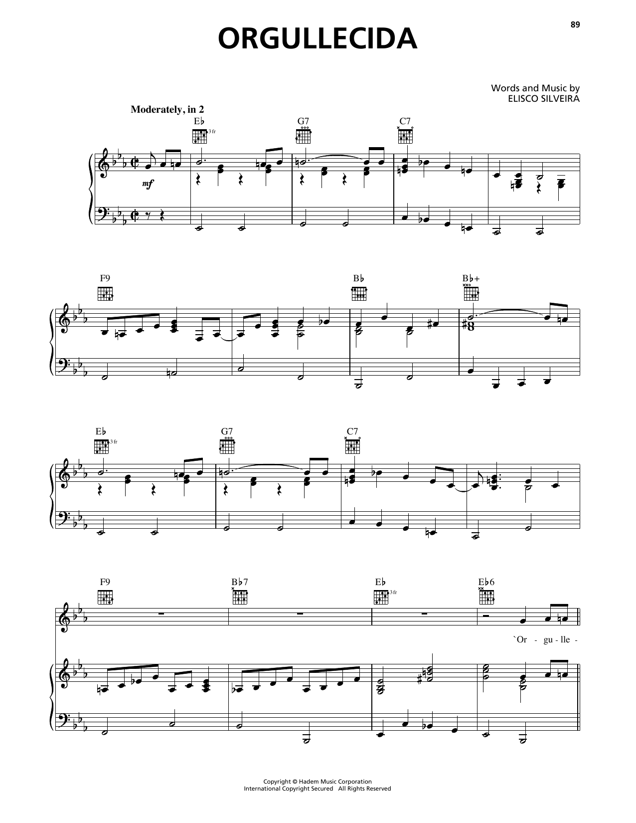 Buena Vista Social Club Orgullecida sheet music notes and chords arranged for Piano, Vocal & Guitar Chords (Right-Hand Melody)