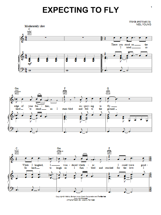Buffalo Springfield Expecting To Fly sheet music notes and chords arranged for Piano, Vocal & Guitar Chords (Right-Hand Melody)