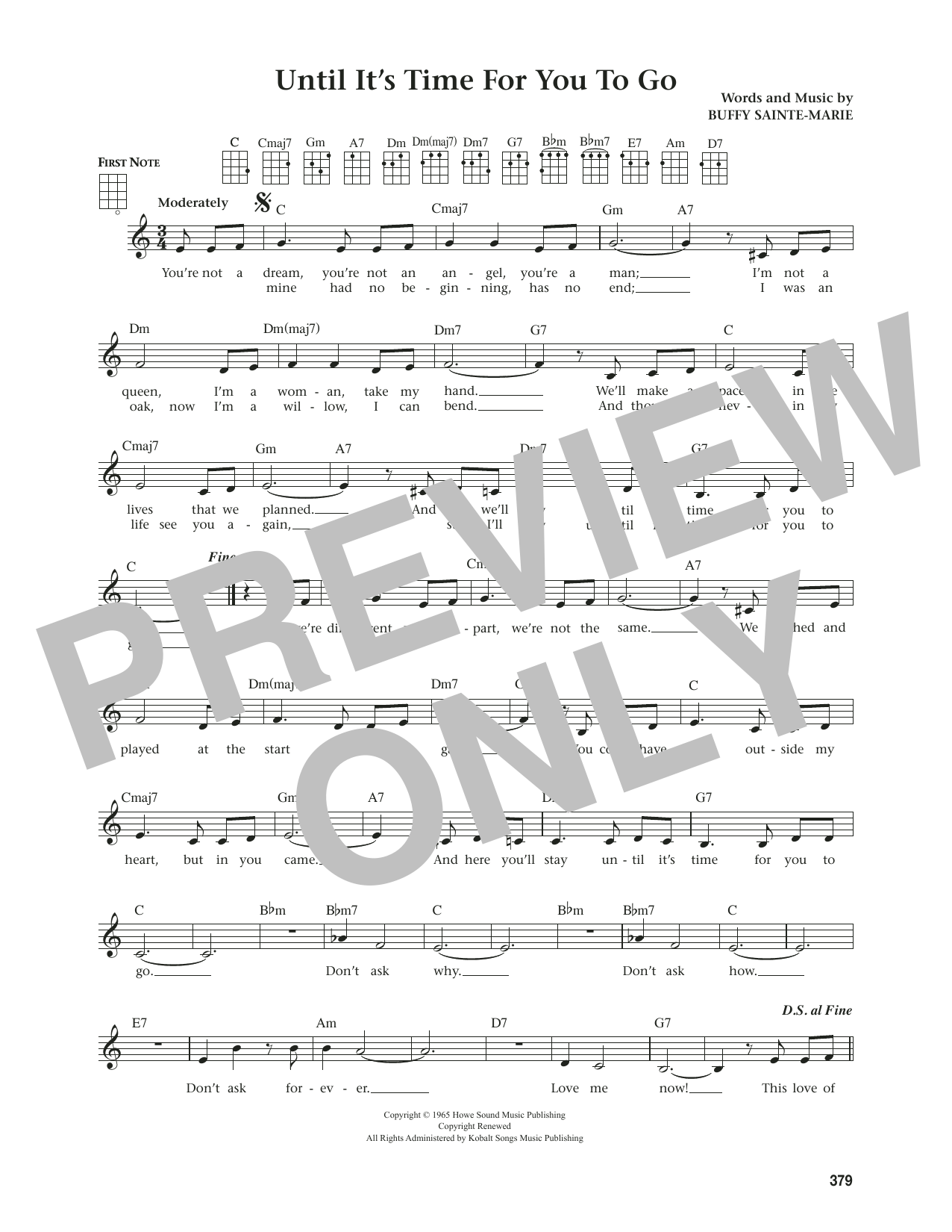 Buffy Sainte-Marie Until It's Time For You To Go (from The Daily Ukulele) (arr. Jim Beloff) sheet music notes and chords arranged for Ukulele