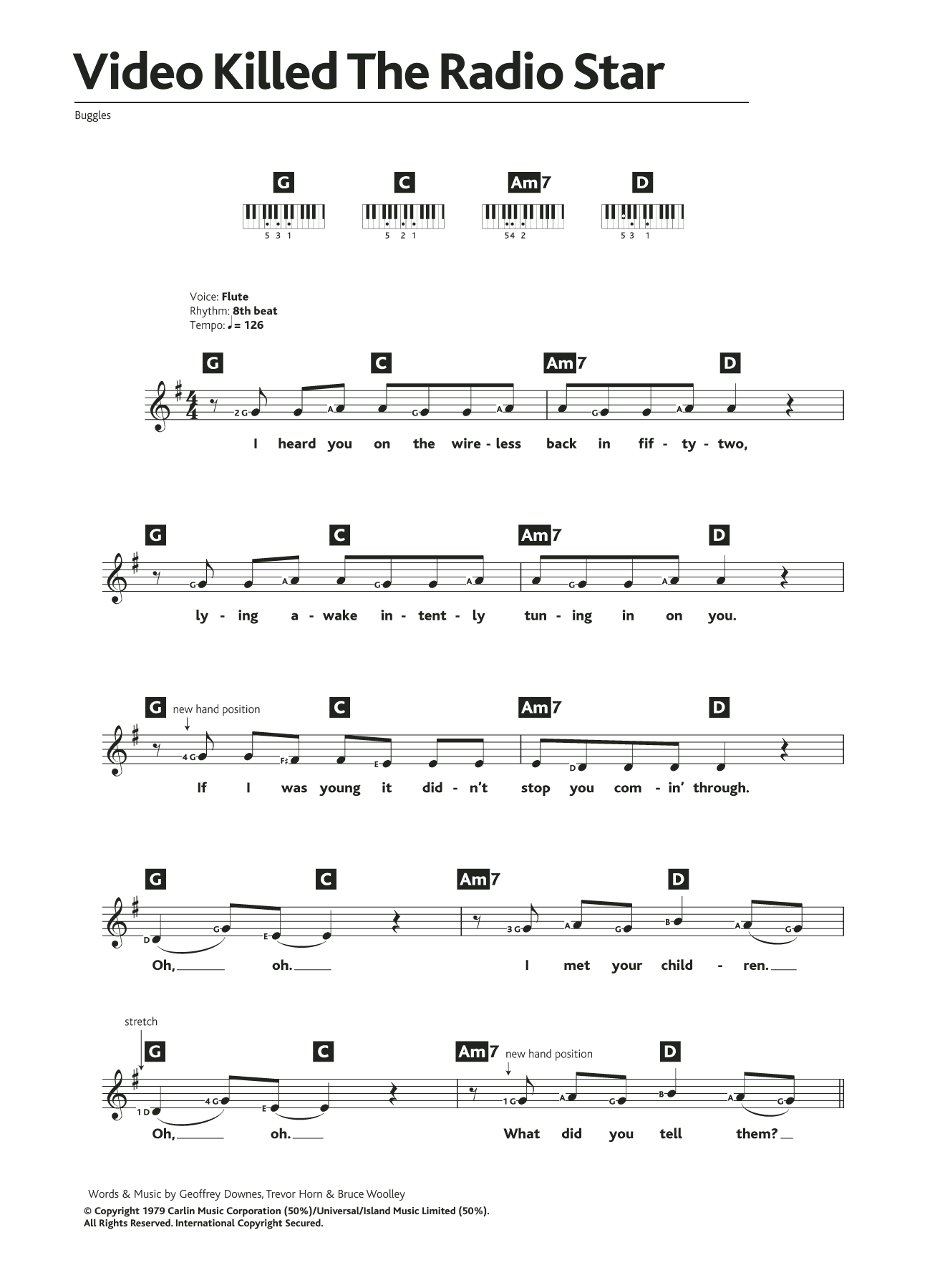 Buggles Video Killed The Radio Star sheet music notes and chords arranged for Beginner Piano