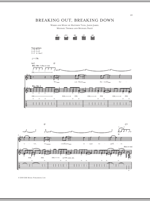 Bullet For My Valentine Breaking Out, Breaking Down sheet music notes and chords arranged for Guitar Tab