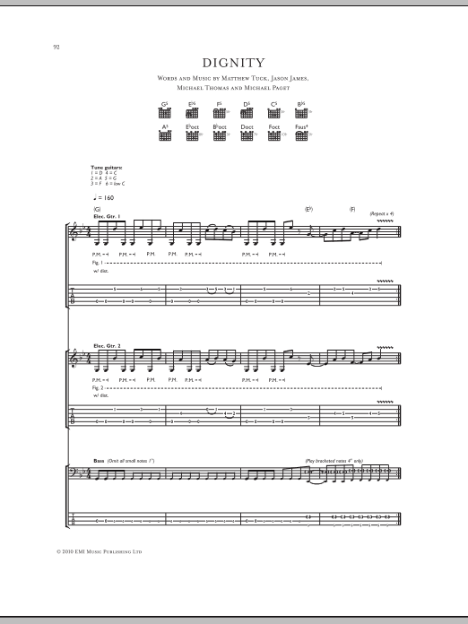Bullet For My Valentine Dignity sheet music notes and chords arranged for Guitar Tab
