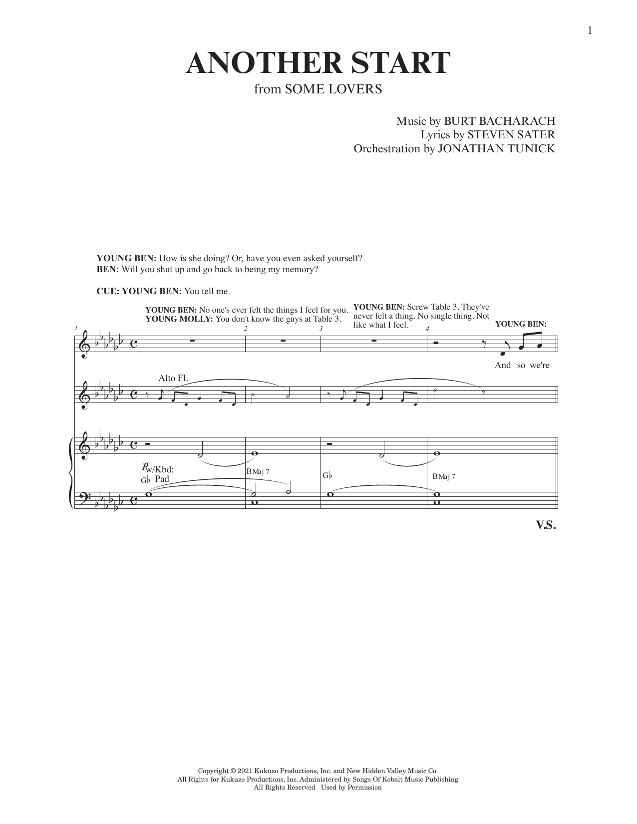 Burt Bacharach & Steven Sater Another Start (from Some Lovers) sheet music notes and chords arranged for Piano & Vocal