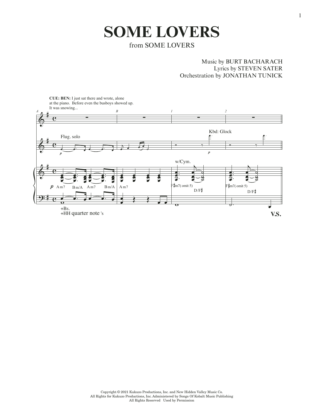 Burt Bacharach & Steven Sater Some Lovers (from Some Lovers) sheet music notes and chords arranged for Piano & Vocal