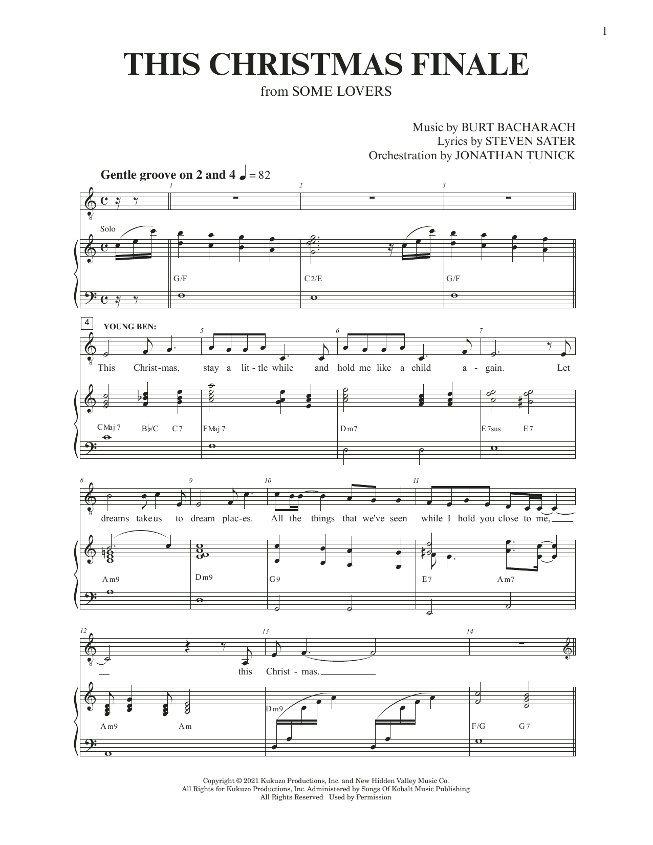 Burt Bacharach & Steven Sater This Christmas Finale (from Some Lovers) sheet music notes and chords arranged for Piano & Vocal