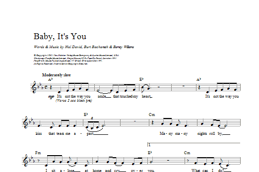Burt Bacharach Baby, It's You sheet music notes and chords arranged for Lead Sheet / Fake Book