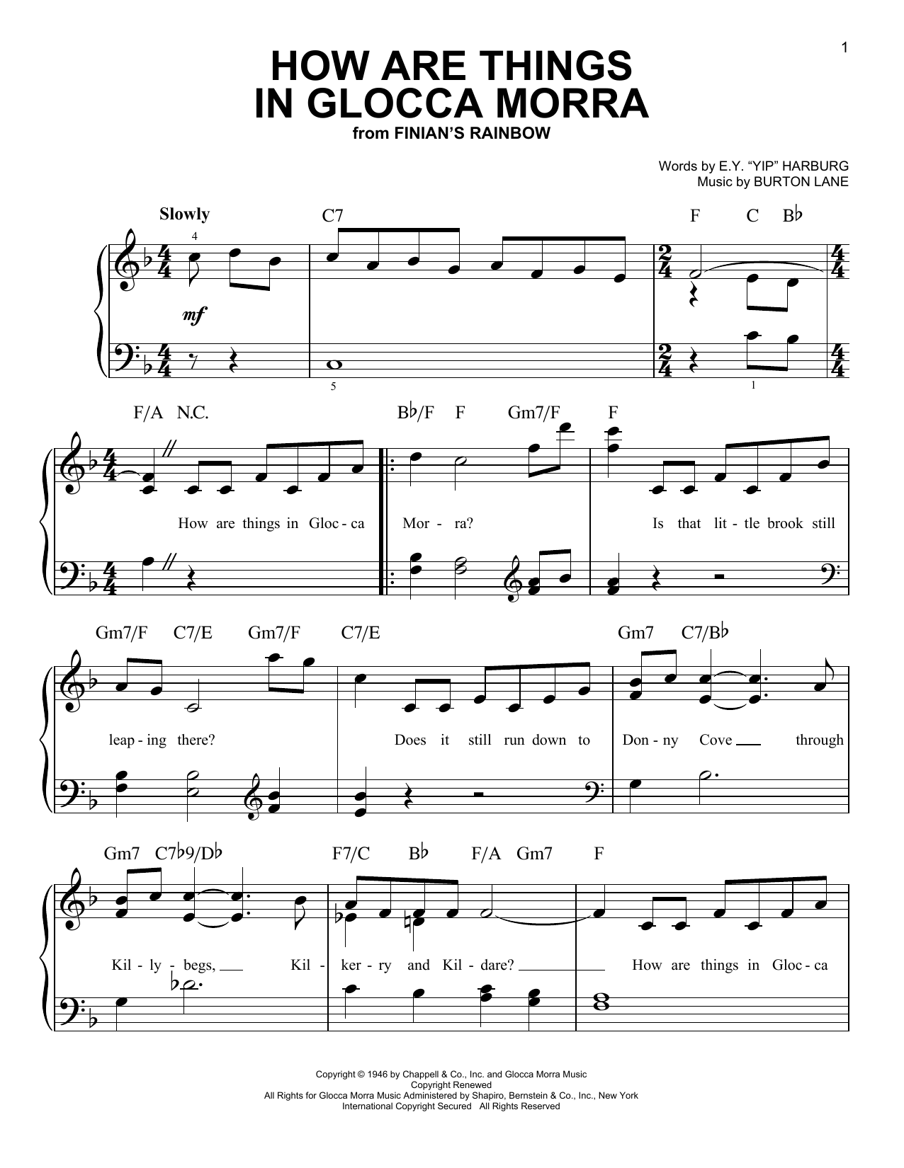 Burton Lane How Are Things In Glocca Morra sheet music notes and chords arranged for Trombone Solo