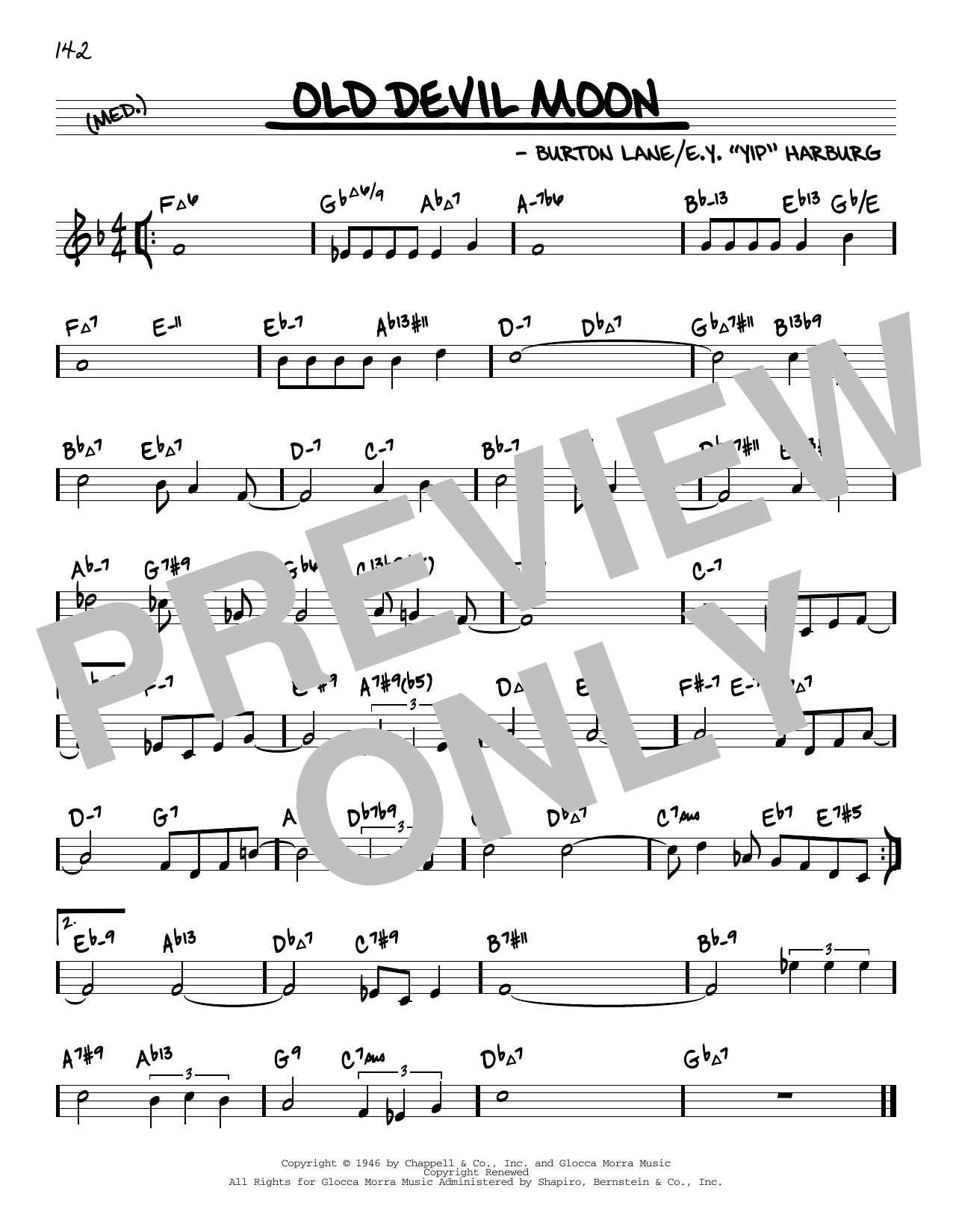 Burton Lane Old Devil Moon (arr. David Hazeltine) sheet music notes and chords arranged for Real Book – Enhanced Chords