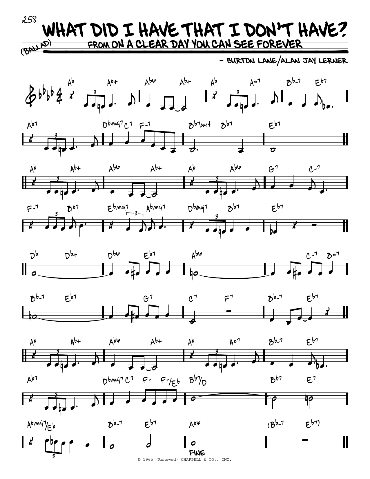 Burton Lane What Did I Have That I Don't Have? sheet music notes and chords arranged for Real Book – Melody & Chords