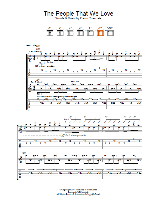 Bush The People That We Love sheet music notes and chords arranged for Guitar Tab