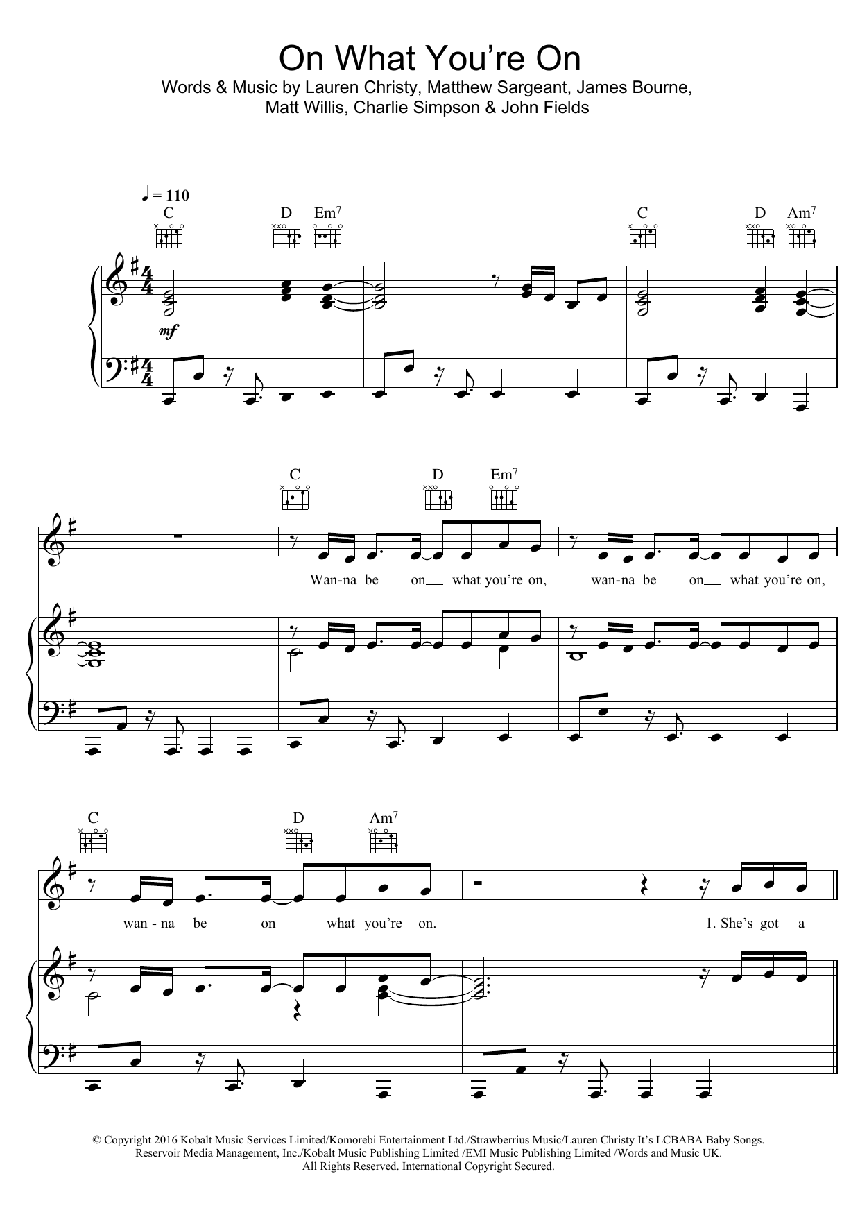Busted On What You're On sheet music notes and chords arranged for Piano, Vocal & Guitar Chords