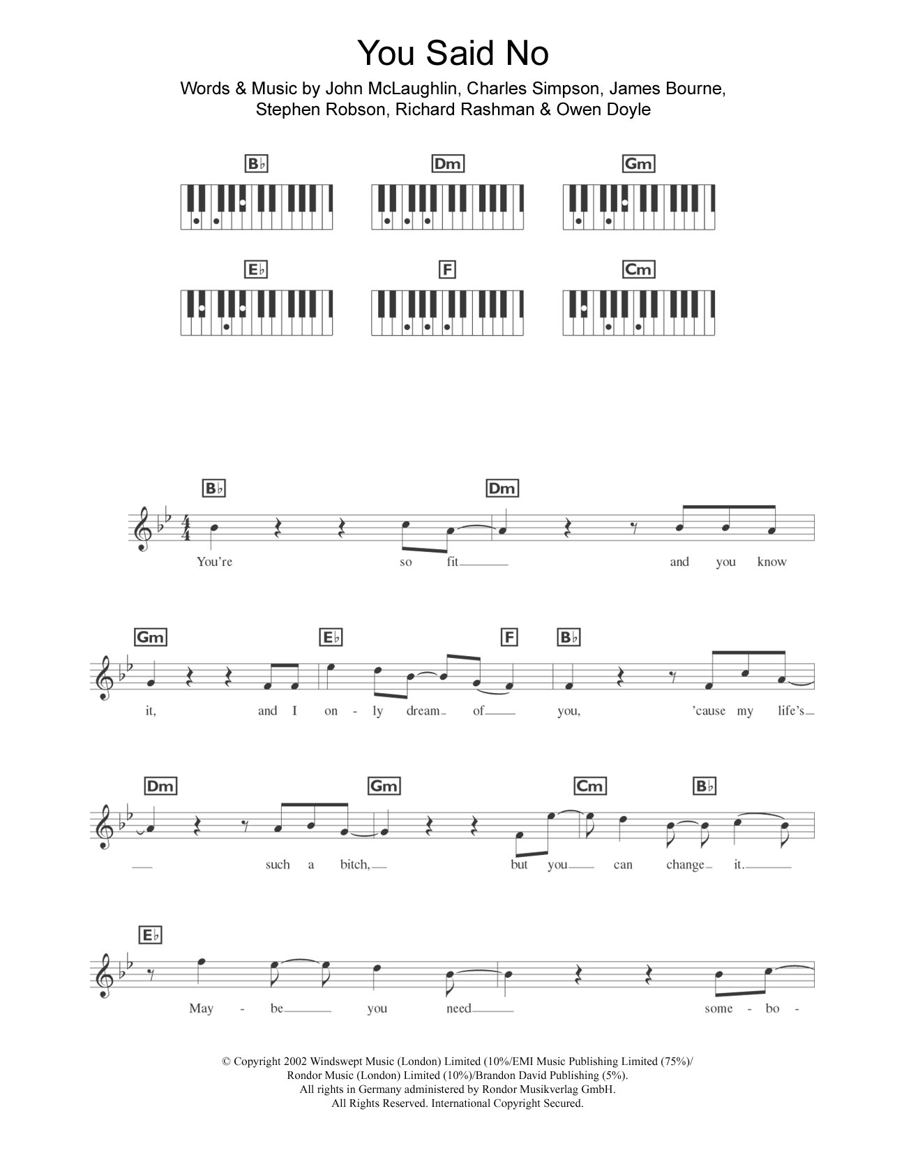 Busted You Said No sheet music notes and chords arranged for Piano Chords/Lyrics