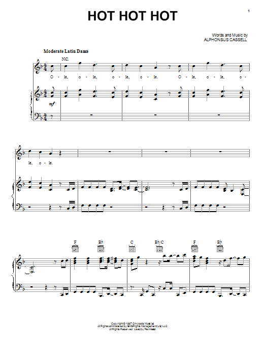 Buster Poindexter Hot Hot Hot sheet music notes and chords arranged for Piano Chords/Lyrics