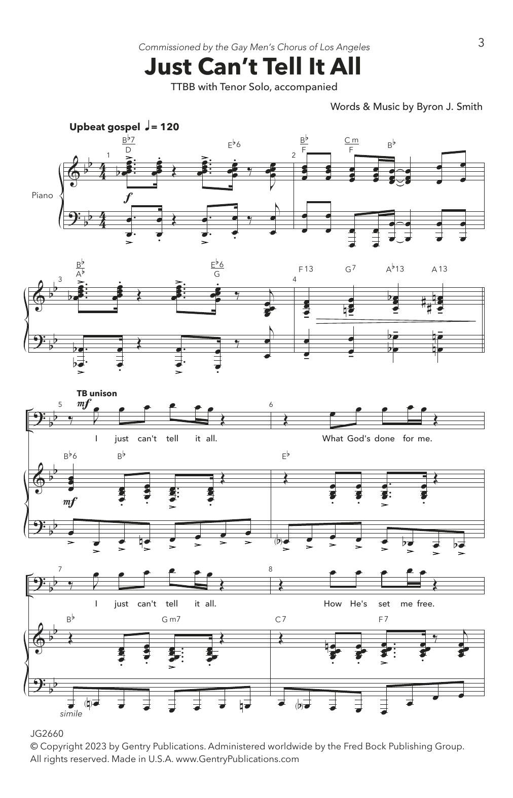 Byron J. Smith Just Can't Tell It All sheet music notes and chords arranged for TTBB Choir