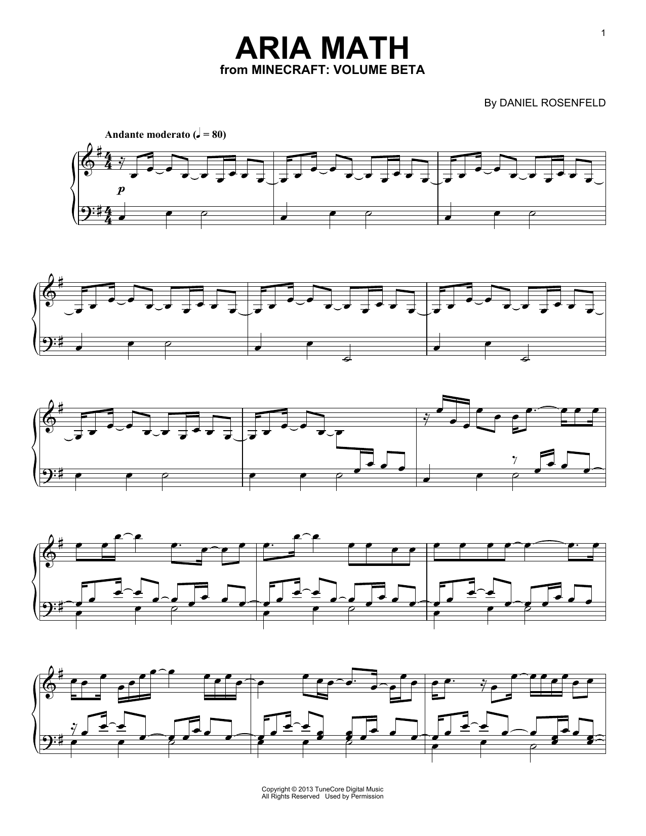 C418 Aria Math (from Minecraft) sheet music notes and chords arranged for Flute Solo