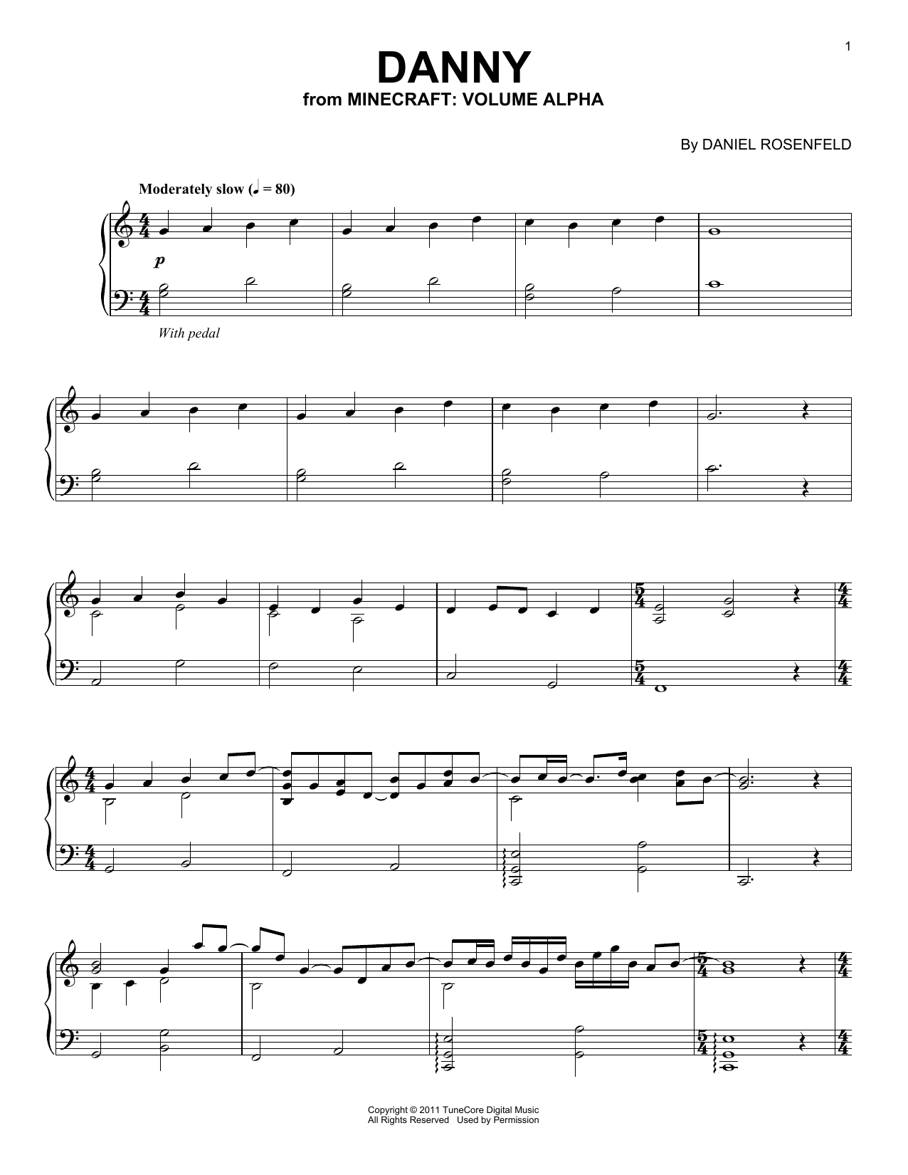 C418 Danny (from Minecraft) sheet music notes and chords arranged for Piano Solo