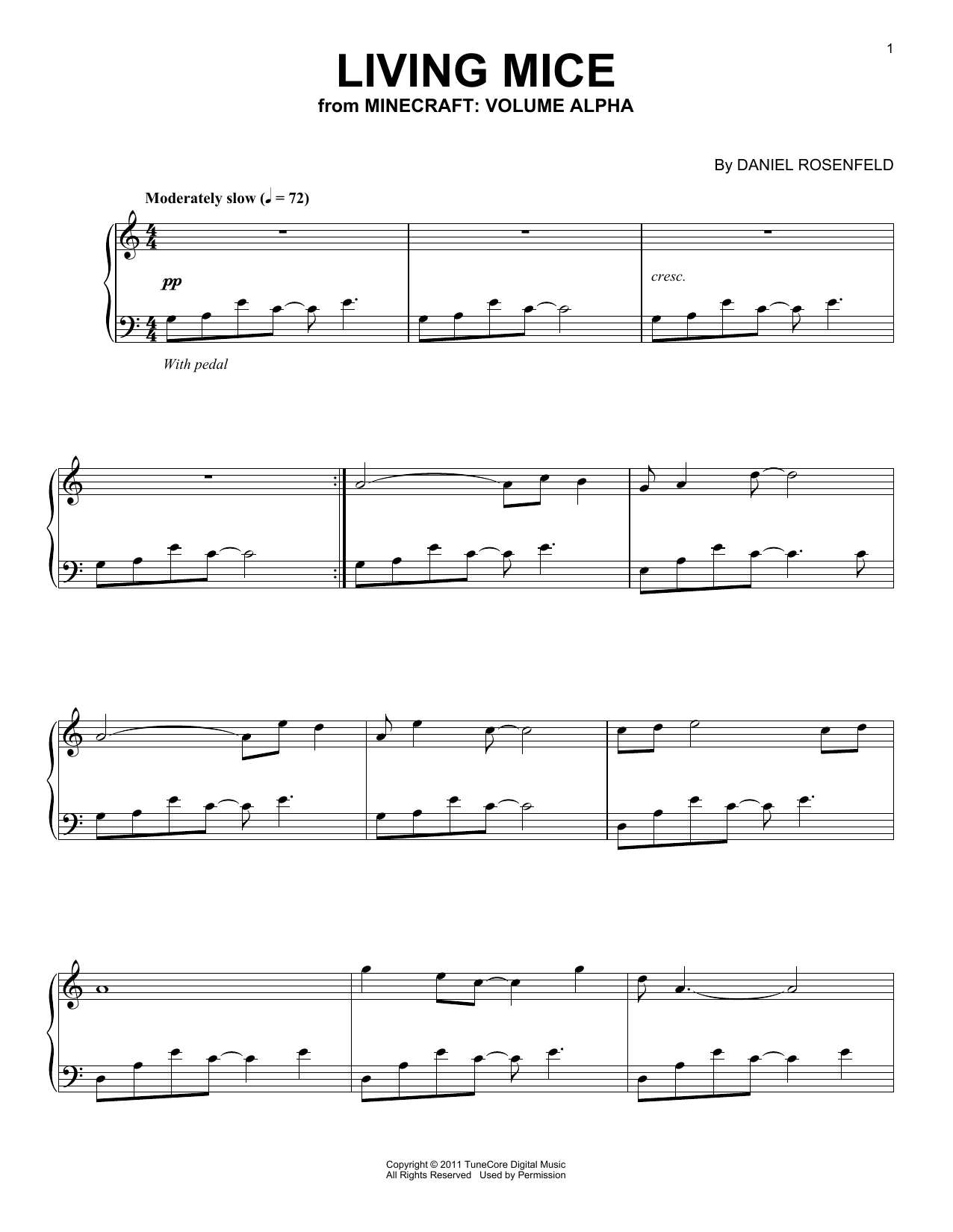 C418 Living Mice (from Minecraft) sheet music notes and chords arranged for Trumpet Solo