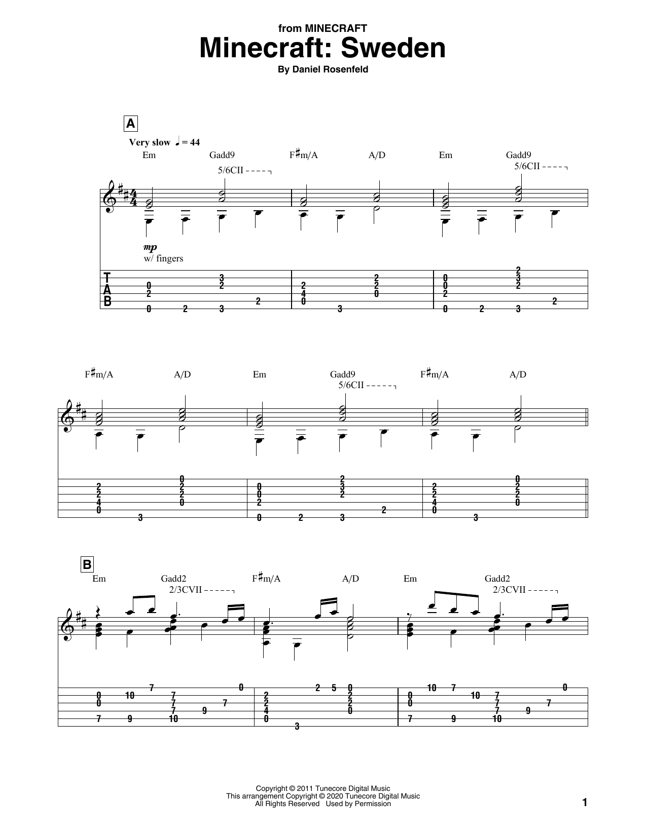 C418 Sweden (from Minecraft) sheet music notes and chords arranged for Clarinet Solo