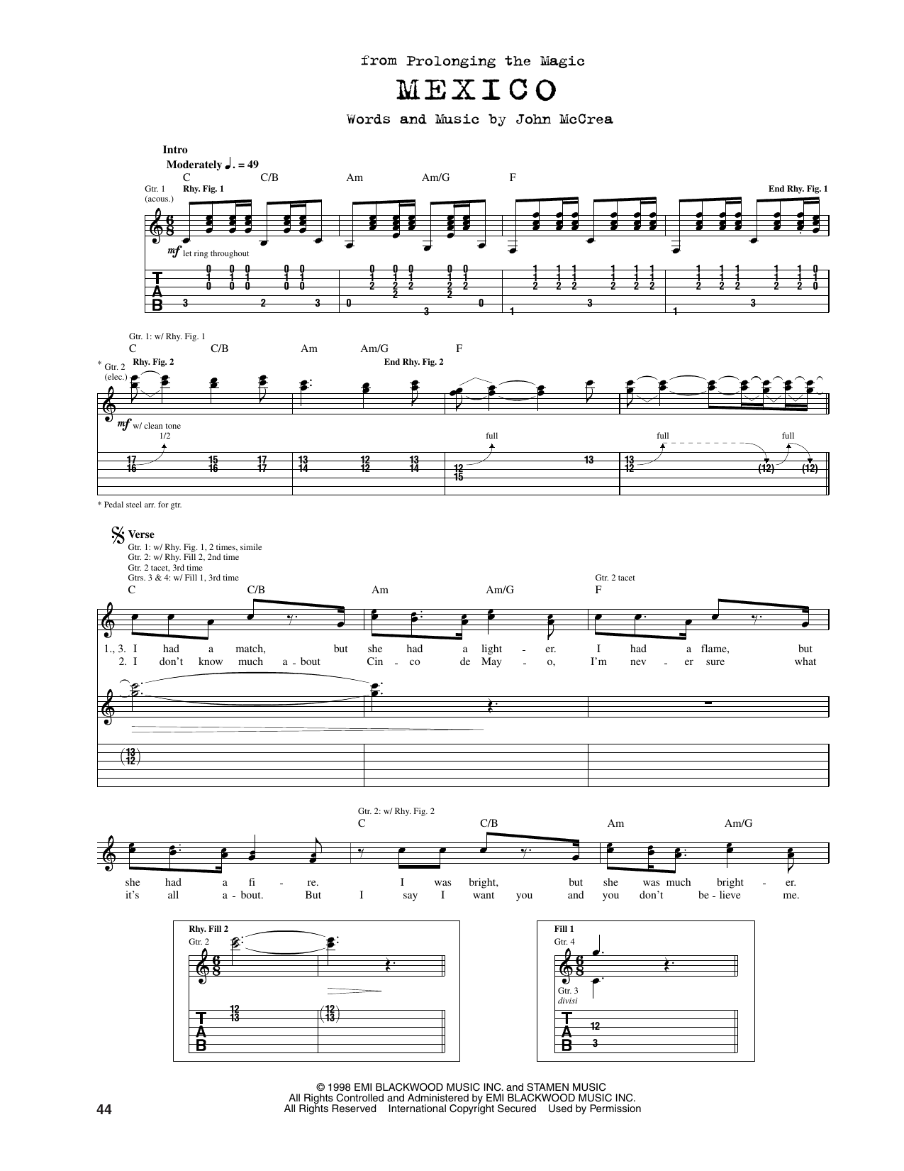 Cake Mexico sheet music notes and chords arranged for Guitar Tab