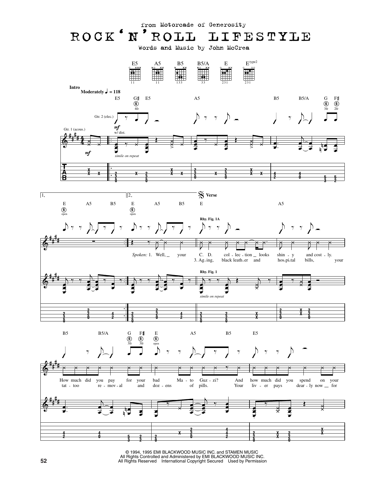 Cake Rock 'N Roll Lifestyle sheet music notes and chords arranged for Guitar Tab