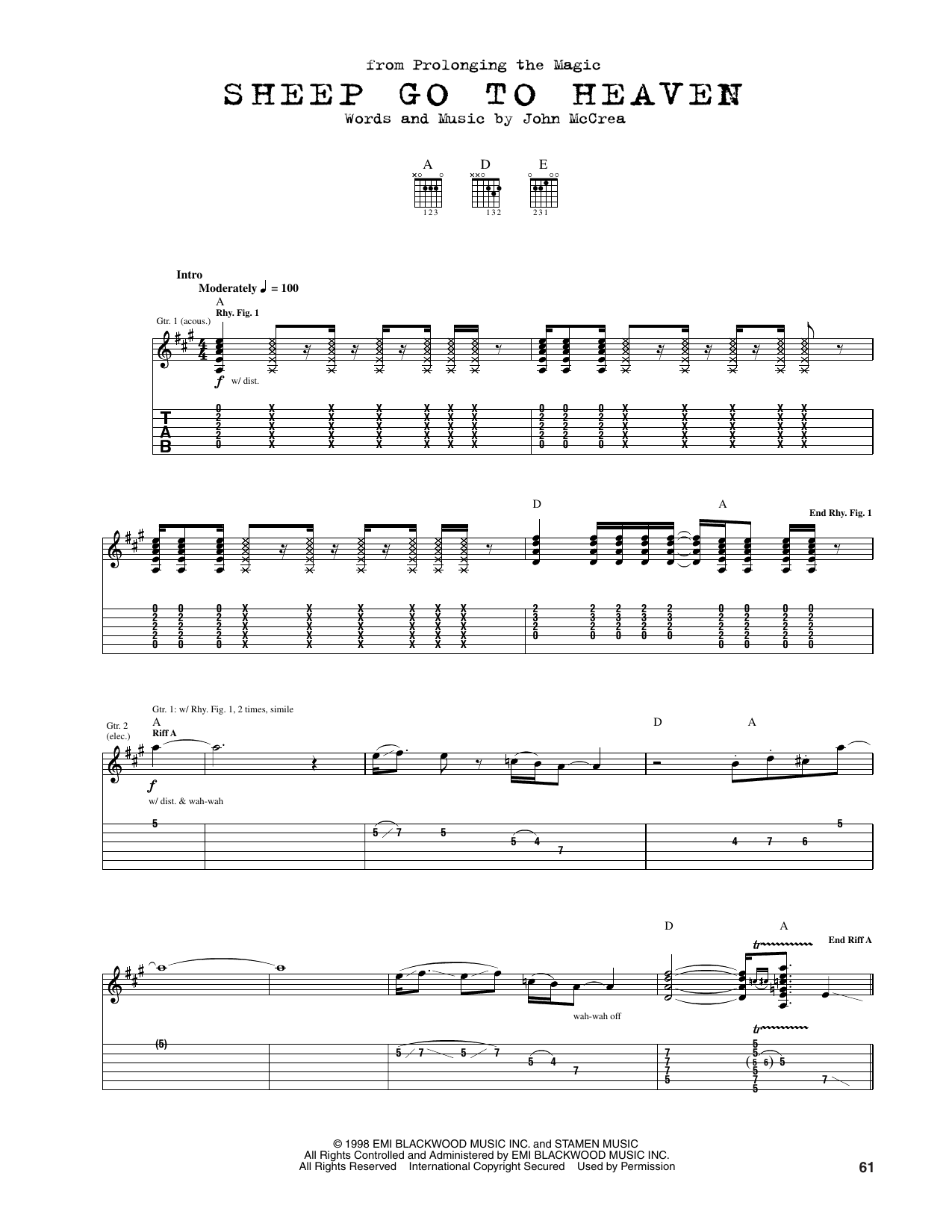 Cake Sheep Go To Heaven sheet music notes and chords arranged for Guitar Tab