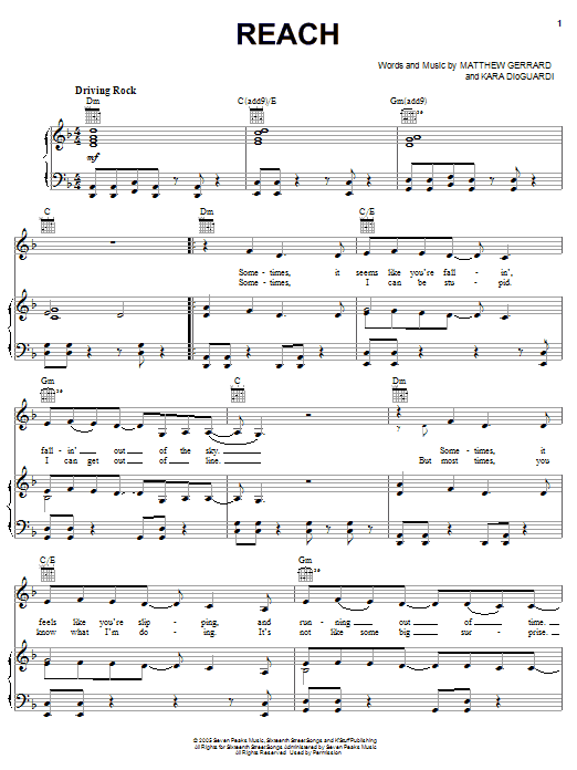 Caleigh Peters Reach sheet music notes and chords arranged for Piano, Vocal & Guitar Chords (Right-Hand Melody)
