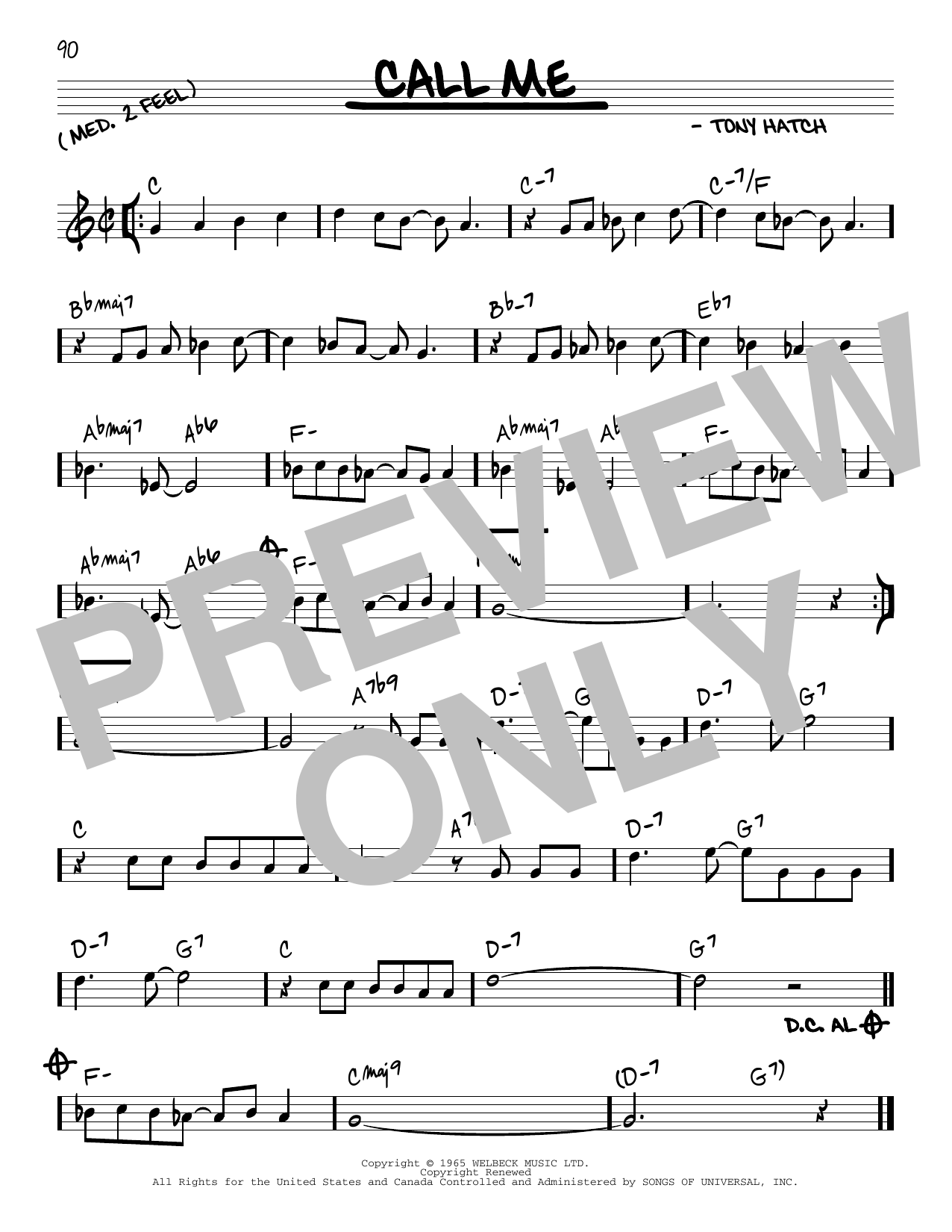 California Chris Montez Call Me sheet music notes and chords arranged for Real Book – Melody & Chords