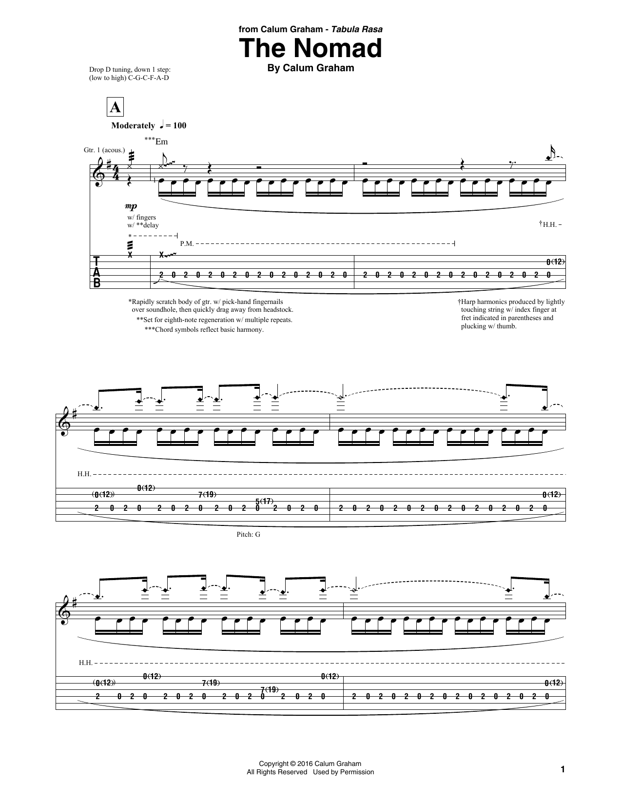 Calum Graham The Nomad sheet music notes and chords arranged for Solo Guitar
