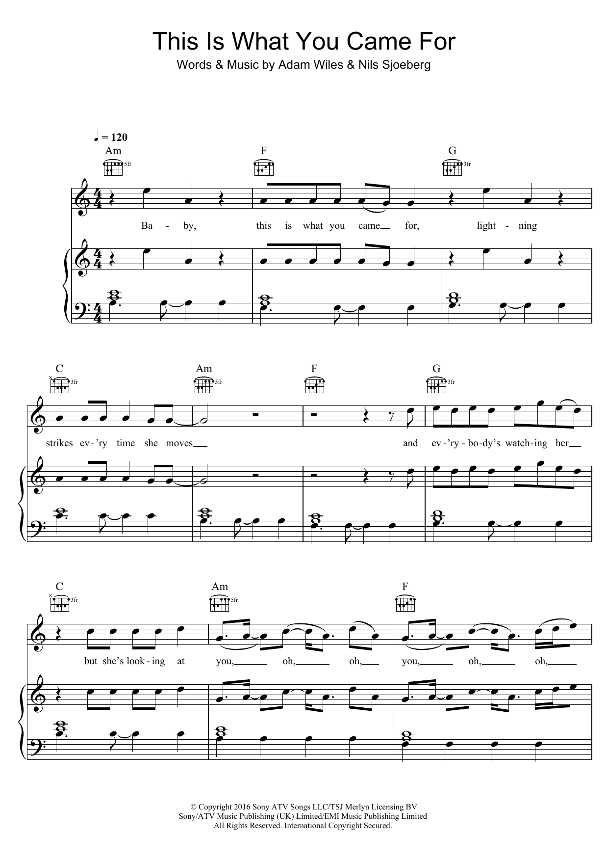 Calvin Harris This Is What You Came For (featuring Rihanna) sheet music notes and chords arranged for Piano, Vocal & Guitar Chords