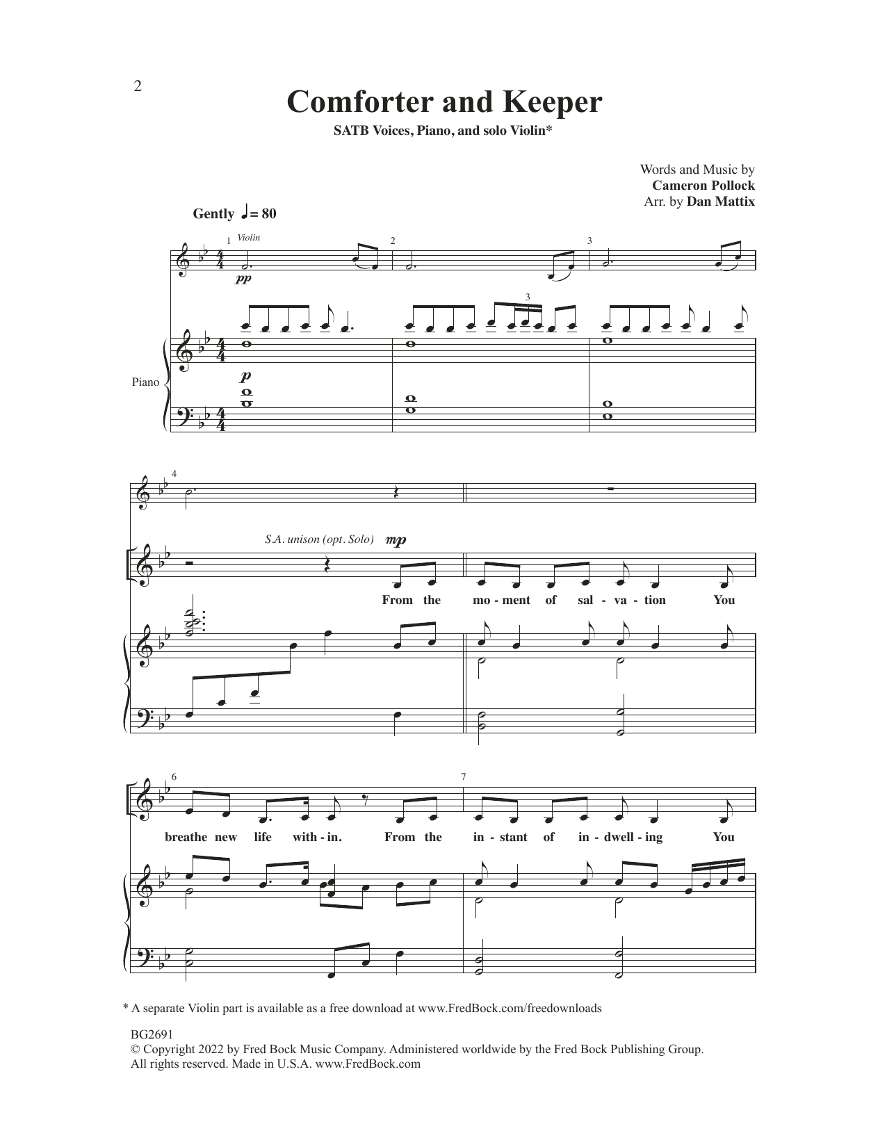 Cameron Pollock Comforter And Keeper (arr. Dan Mattix) sheet music notes and chords arranged for SATB Choir