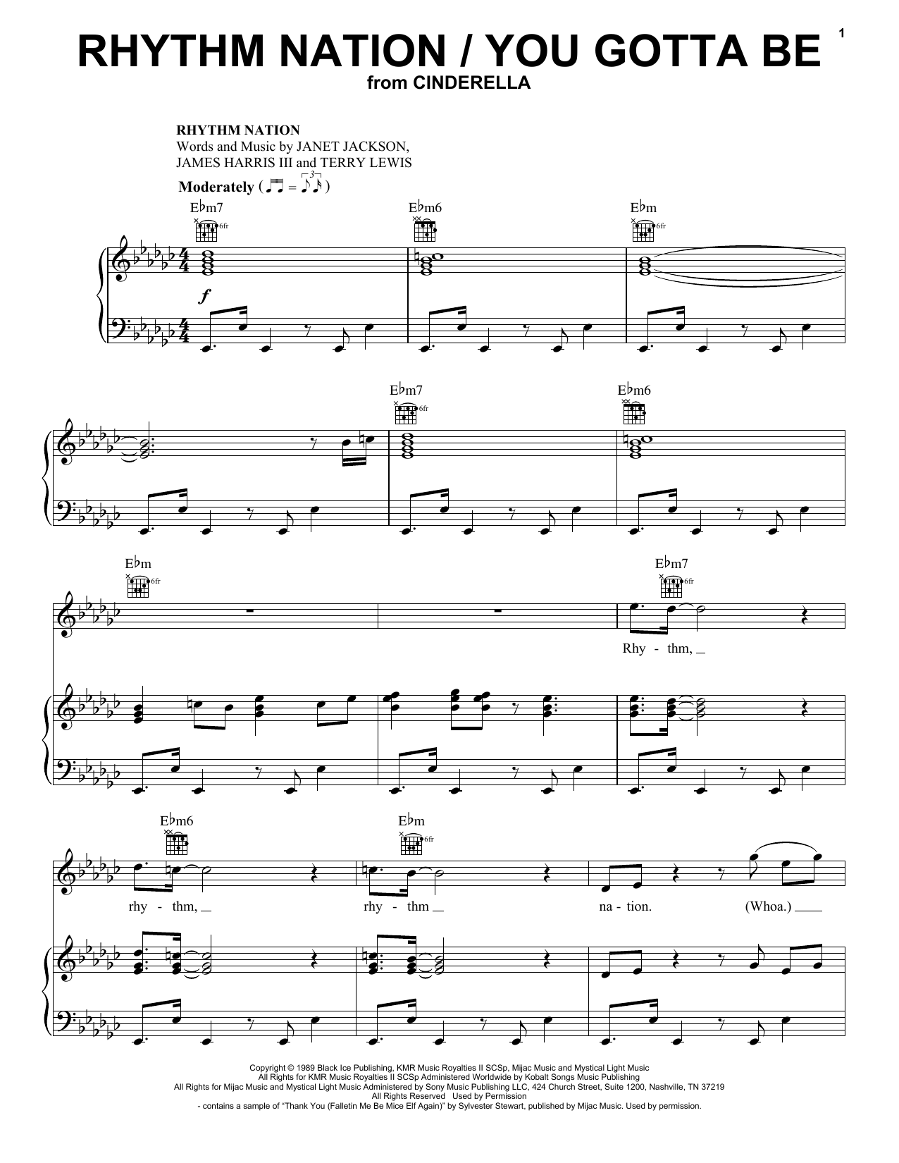 Camila Cabello and Idina Menzel Rhythm Nation / You Gotta Be (from the Amazon Original Movie Cinderella) sheet music notes and chords arranged for Piano, Vocal & Guitar Chords (Right-Hand Melody)