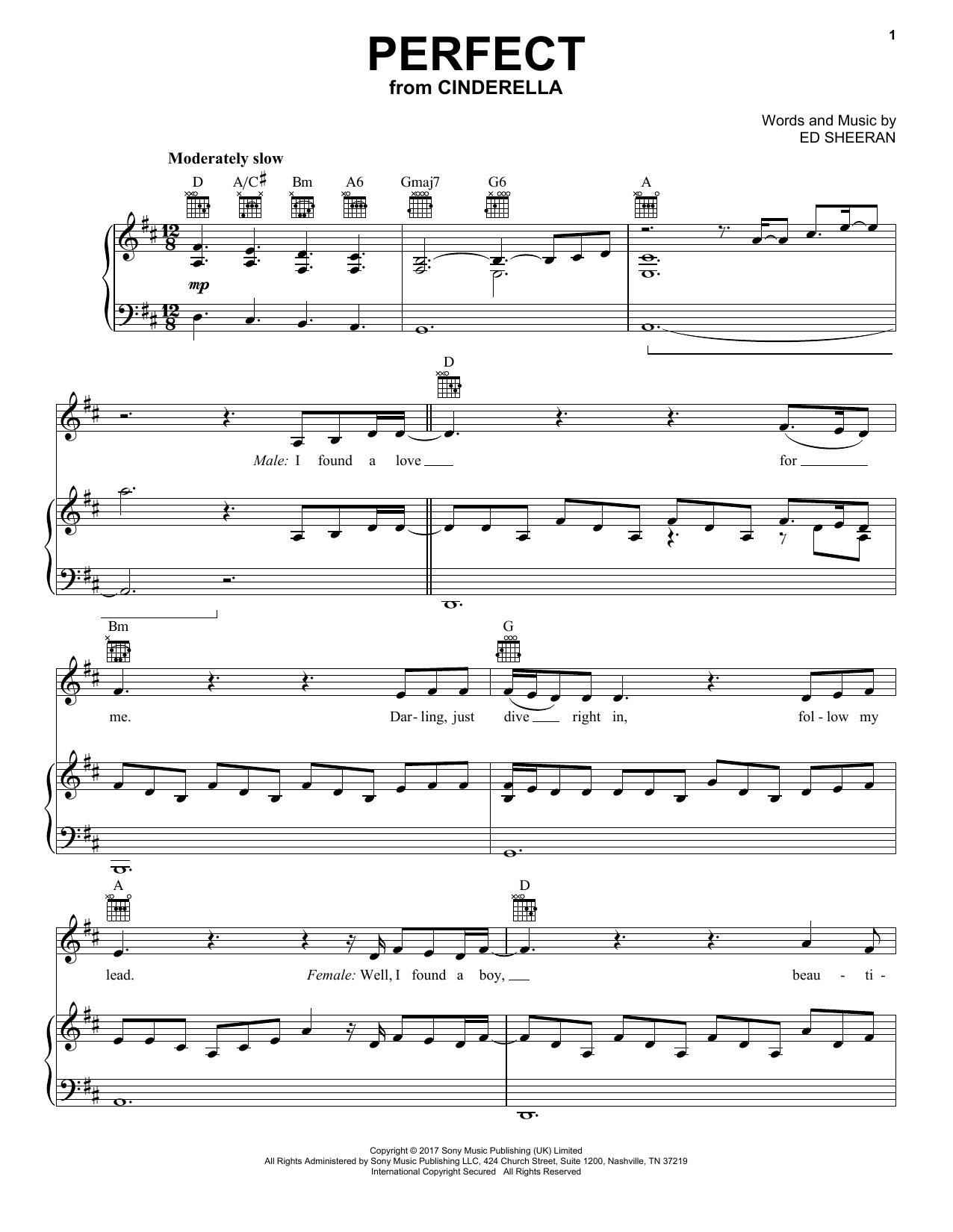 Camila Cabello and Nicholas Galitzine Perfect (from the Amazon Original Movie Cinderella) sheet music notes and chords arranged for Piano, Vocal & Guitar Chords (Right-Hand Melody)