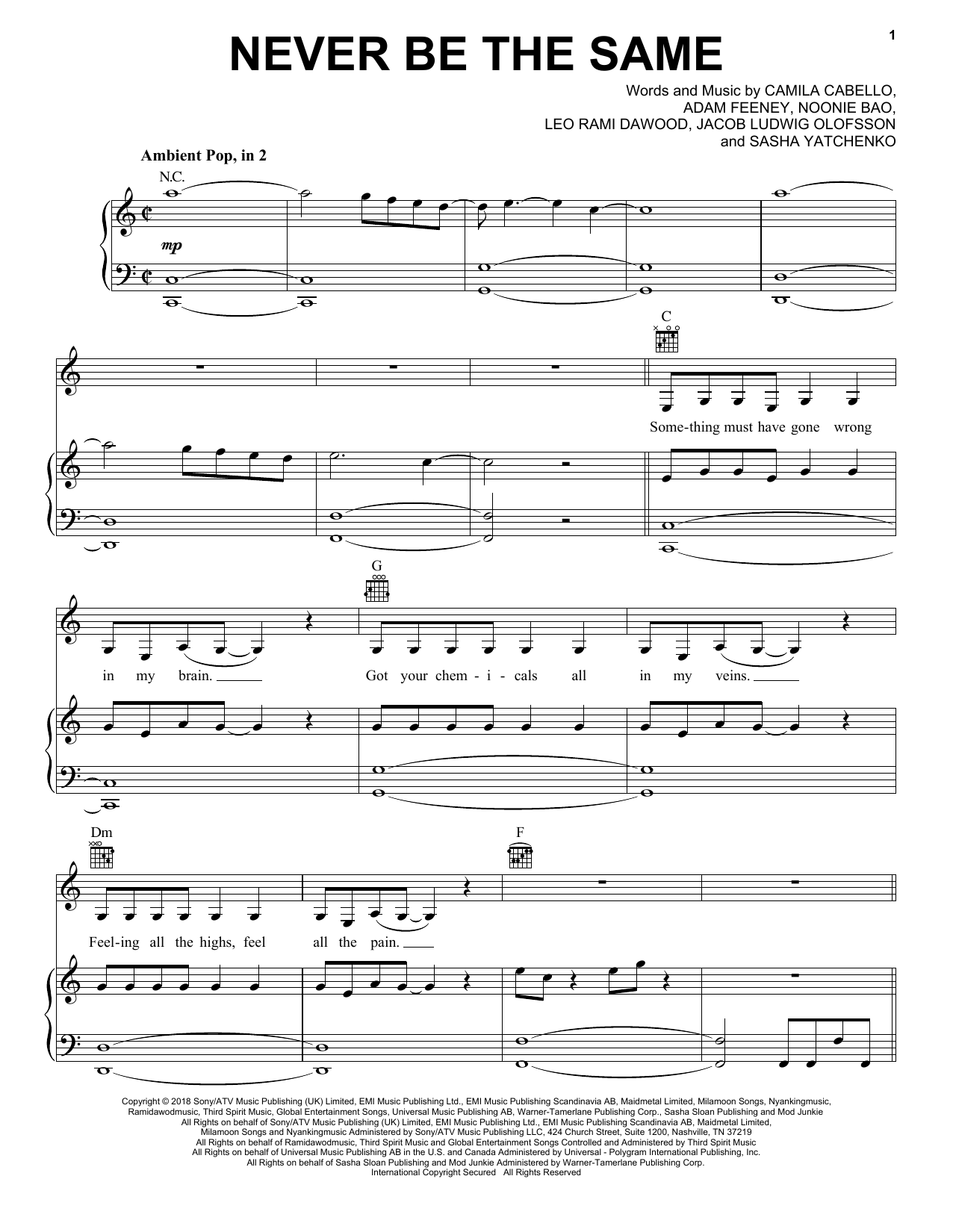 Camila Cabello Never Be The Same sheet music notes and chords arranged for Ukulele