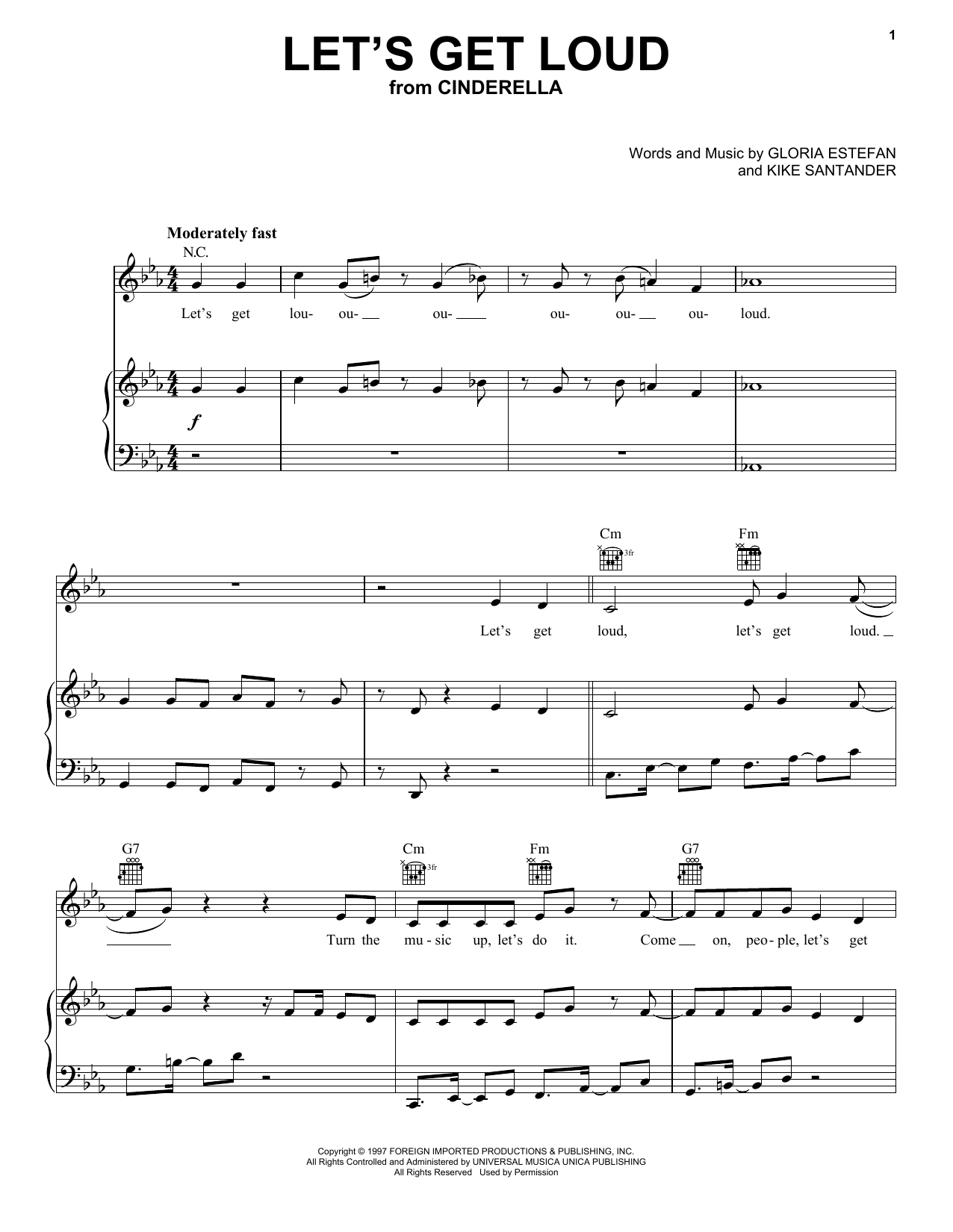 Camila Cabello, Nicholas Galitzine and Idina Menzel Let's Get Loud (from the Amazon Original Movie Cinderella) sheet music notes and chords arranged for Piano, Vocal & Guitar Chords (Right-Hand Melody)
