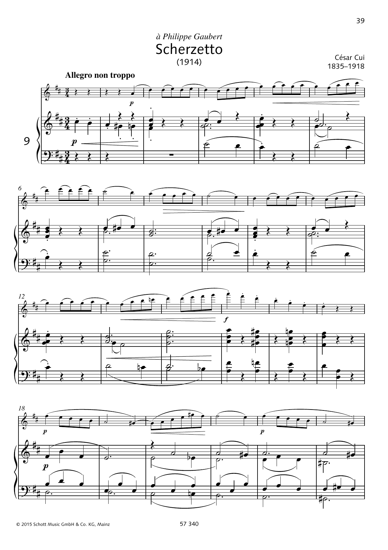 Camille Fontaine Scherzetto sheet music notes and chords arranged for Woodwind Solo