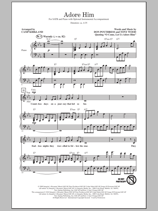 Camp Kirkland Adore Him sheet music notes and chords arranged for SATB Choir