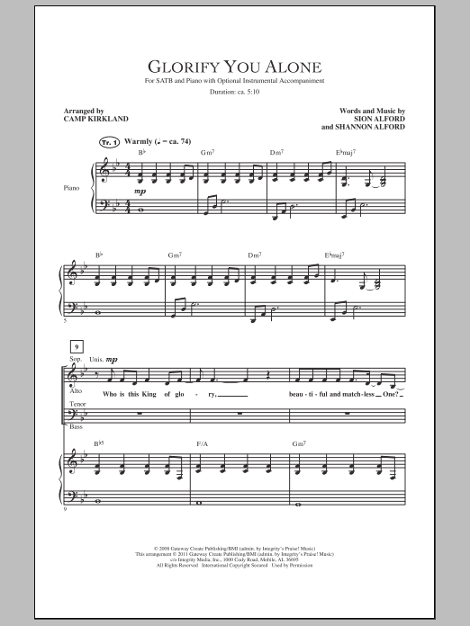 Camp Kirkland Glorify You Alone sheet music notes and chords arranged for SATB Choir