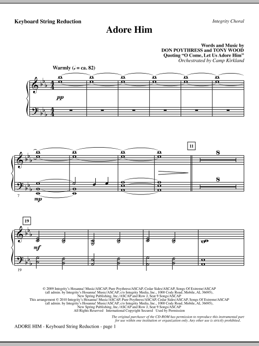 Camp Kirkland Adore Him - Keyboard String Reduction sheet music notes and chords. Download Printable PDF.
