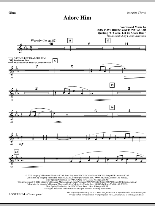 Camp Kirkland Adore Him - Oboe sheet music notes and chords. Download Printable PDF.