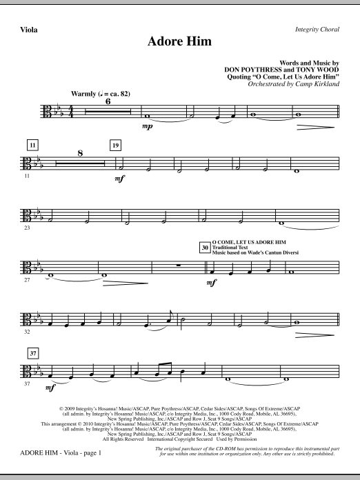 Camp Kirkland Adore Him - Viola sheet music notes and chords. Download Printable PDF.