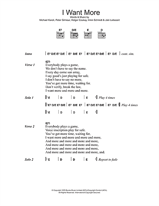 Can I Want More sheet music notes and chords arranged for Guitar Chords/Lyrics