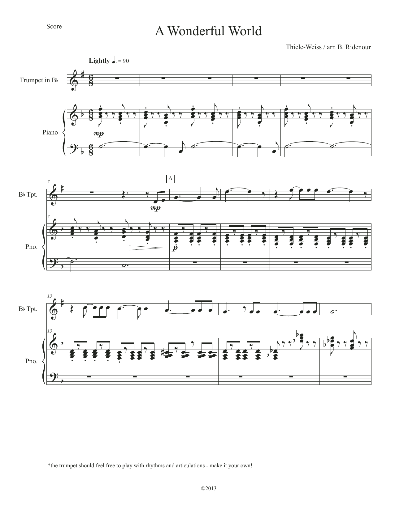 Canadian Brass What A Wonderful World sheet music notes and chords arranged for Trumpet and Piano