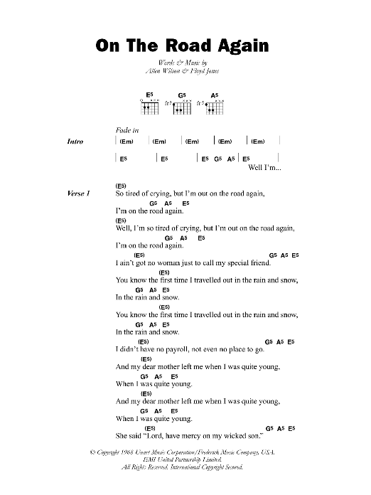 Canned Heat On The Road Again sheet music notes and chords arranged for Harmonica