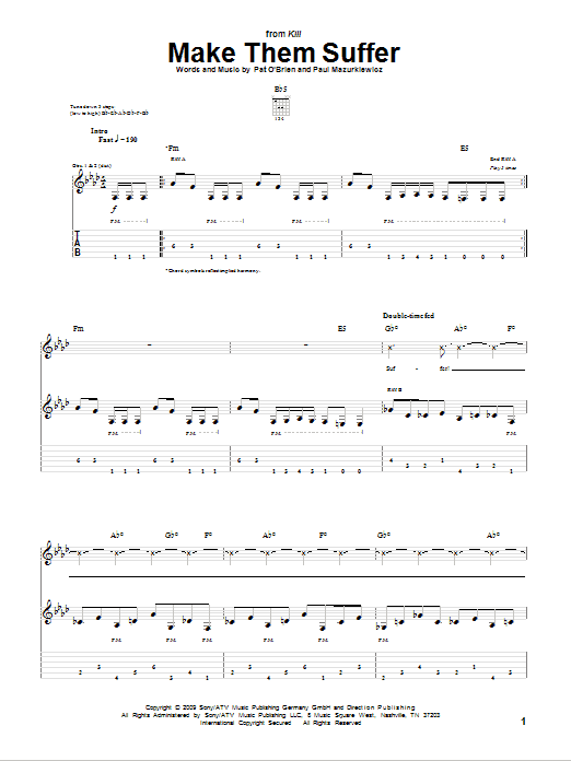 Cannibal Corpse Make Them Suffer sheet music notes and chords arranged for Guitar Tab