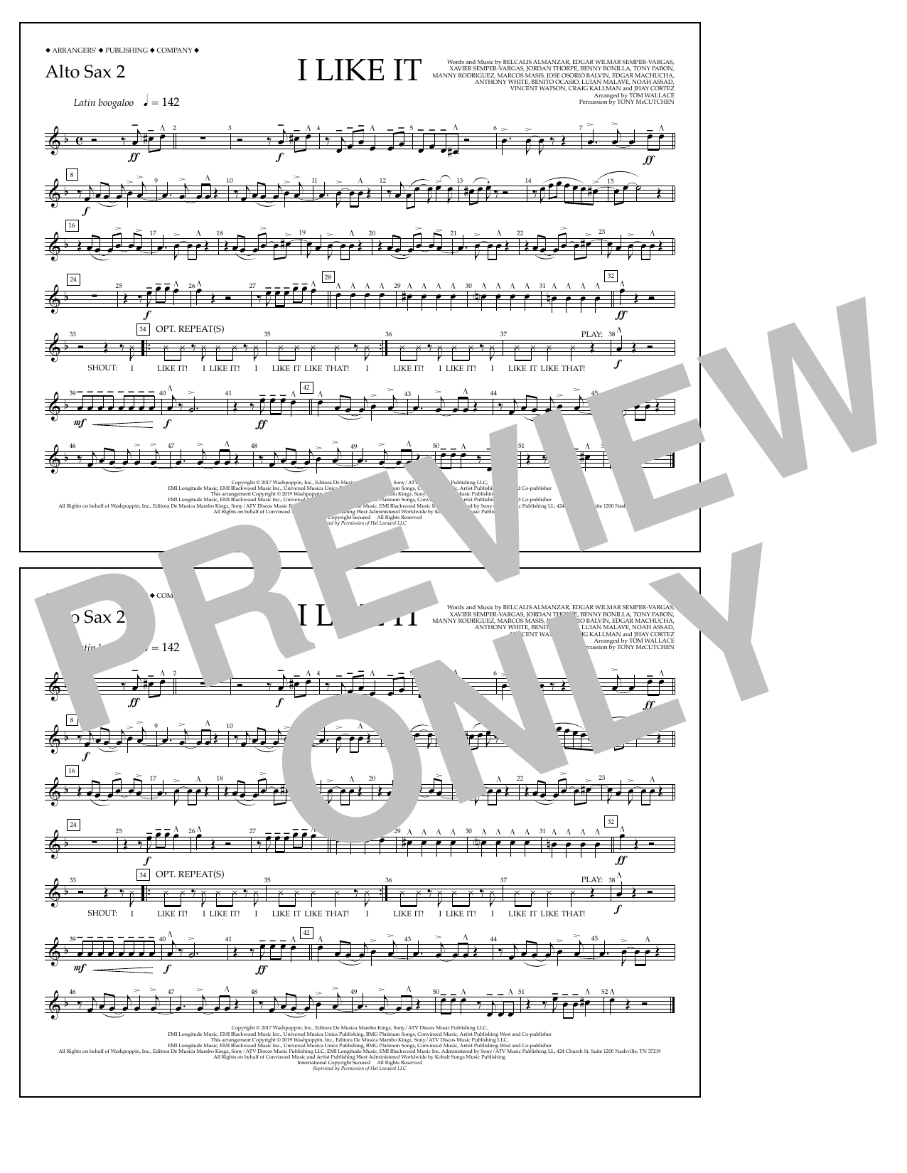 Cardi B, Bad Bunny & J Balvin I Like It (arr. Tom Wallace) - Alto Sax 2 sheet music notes and chords arranged for Marching Band